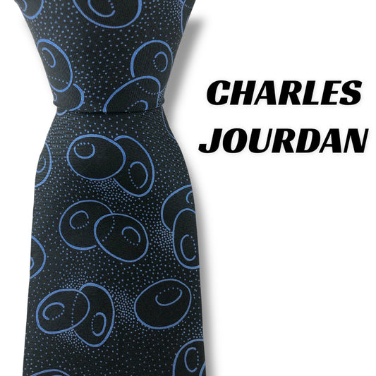 【7066】美品！シャルルジョルダン　ネクタイ　ブルー系