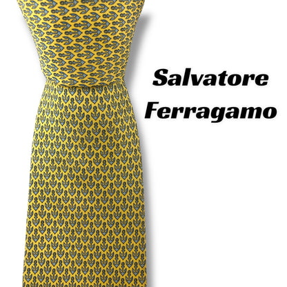 【7072】良品！サルバトーレフェラガモ　ネクタイ　イエロー系