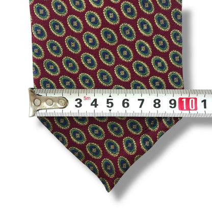 【7079】良品！ピエールバルマン　ネクタイ　レッド系　バーガンディー系