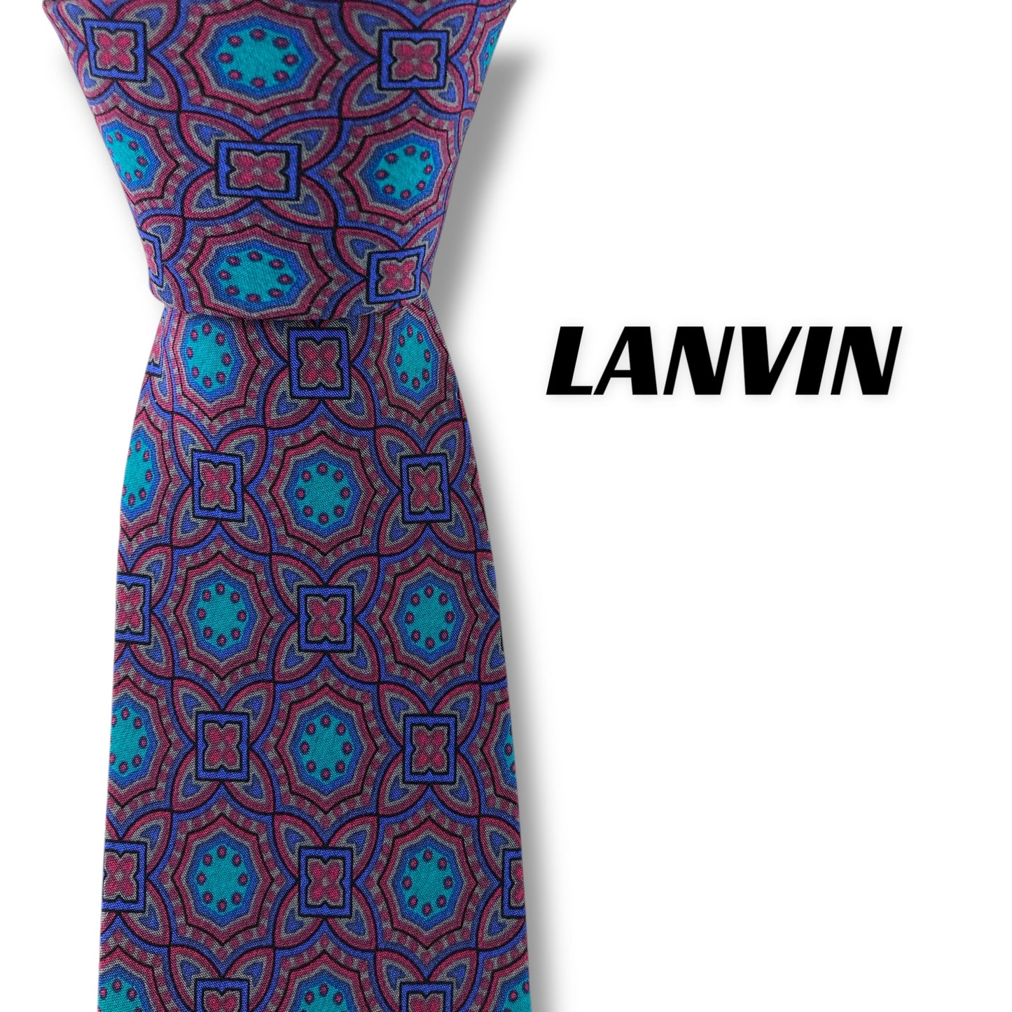 【7087】美品！ランバン　ネクタイ　ブルー系