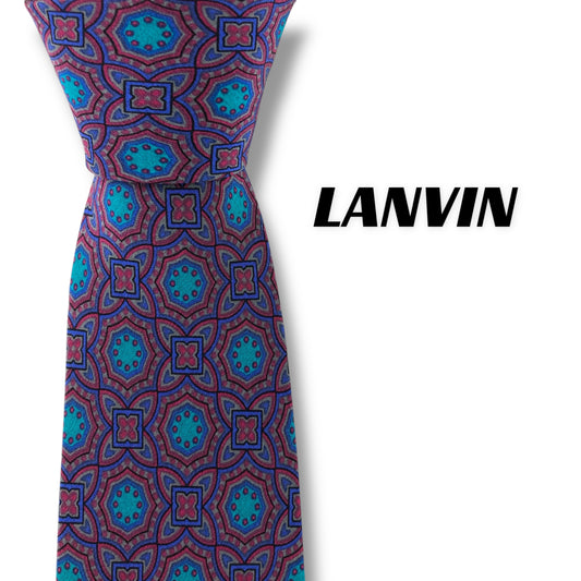 【7087】美品！ランバン　ネクタイ　ブルー系