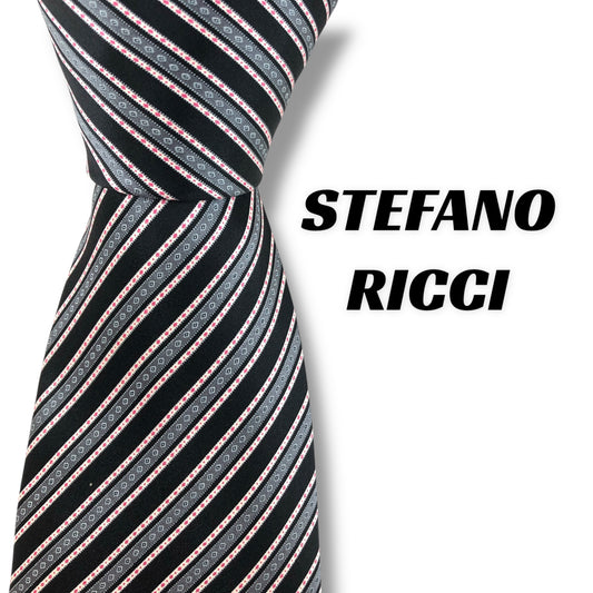 【7096】美品！ステファノリッチ　ネクタイ　ブラック系