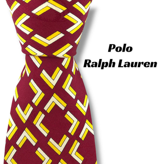 【7097】良品！ポロラルフローレン　ネクタイ　ワインレッド系