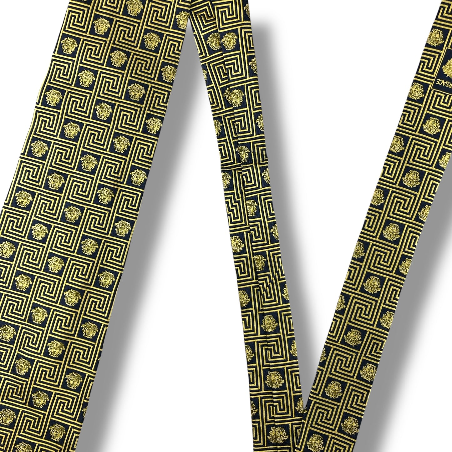 【7098】美品！ジャンニヴェルサーチ　ネクタイ　ネイビー系　ゴールド系