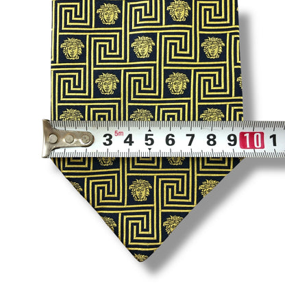 【7098】美品！ジャンニヴェルサーチ　ネクタイ　ネイビー系　ゴールド系