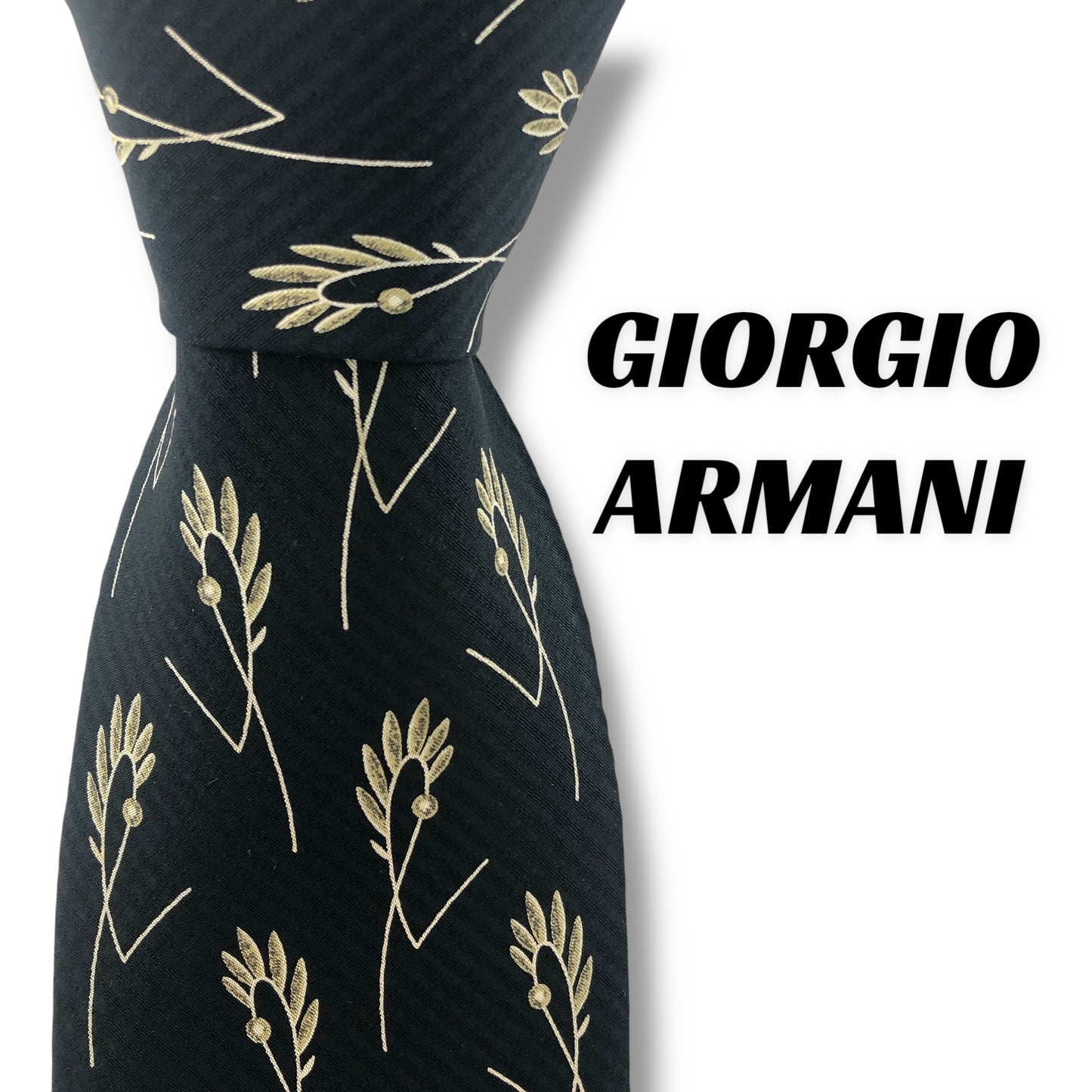 【7103】良品！ジョルジオアルマーニ　ネクタイ　ブラック系