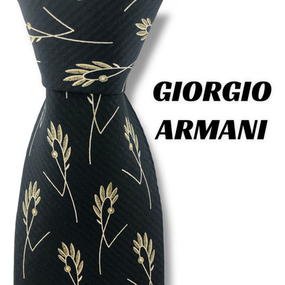 【7103】良品！ジョルジオアルマーニ　ネクタイ　ブラック系