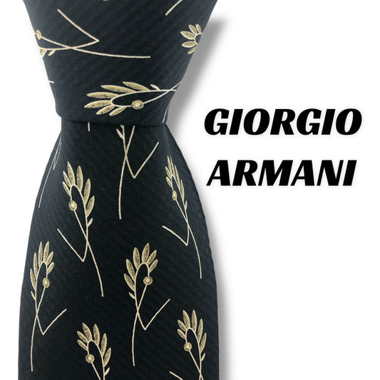 【7103】良品！ジョルジオアルマーニ　ネクタイ　ブラック系