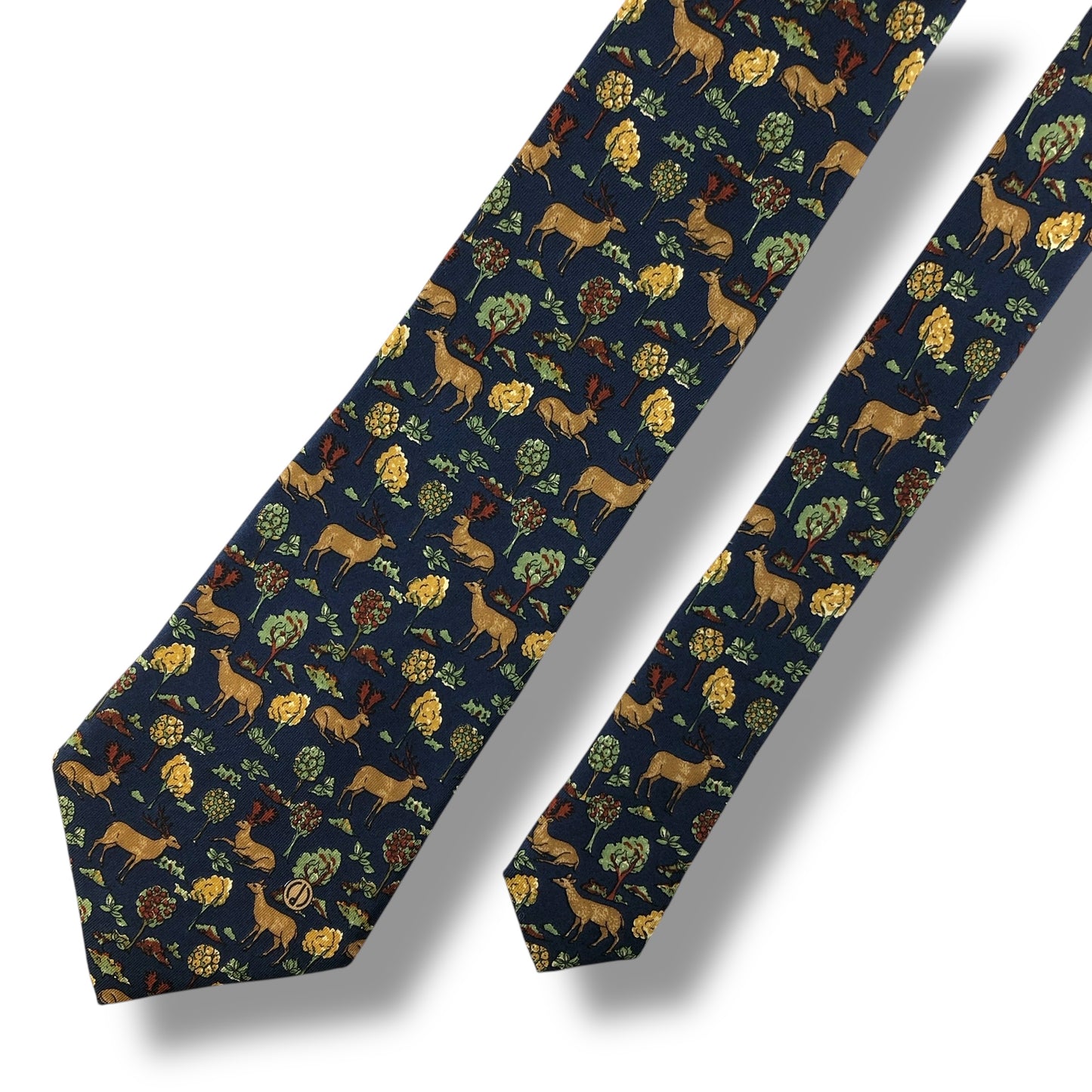 【7110】良品！ダンヒル　ネクタイ　ネイビー系　鹿柄