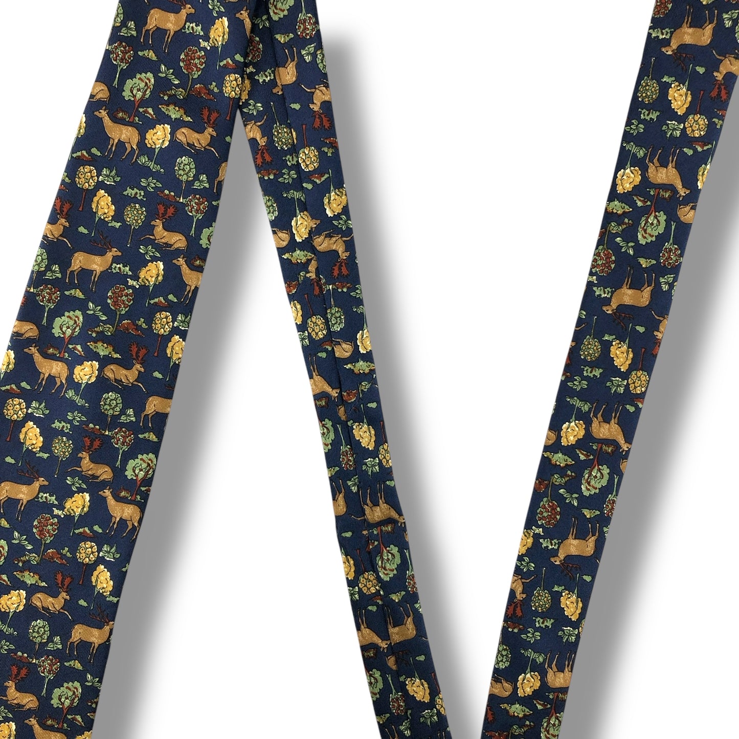 【7110】良品！ダンヒル　ネクタイ　ネイビー系　鹿柄