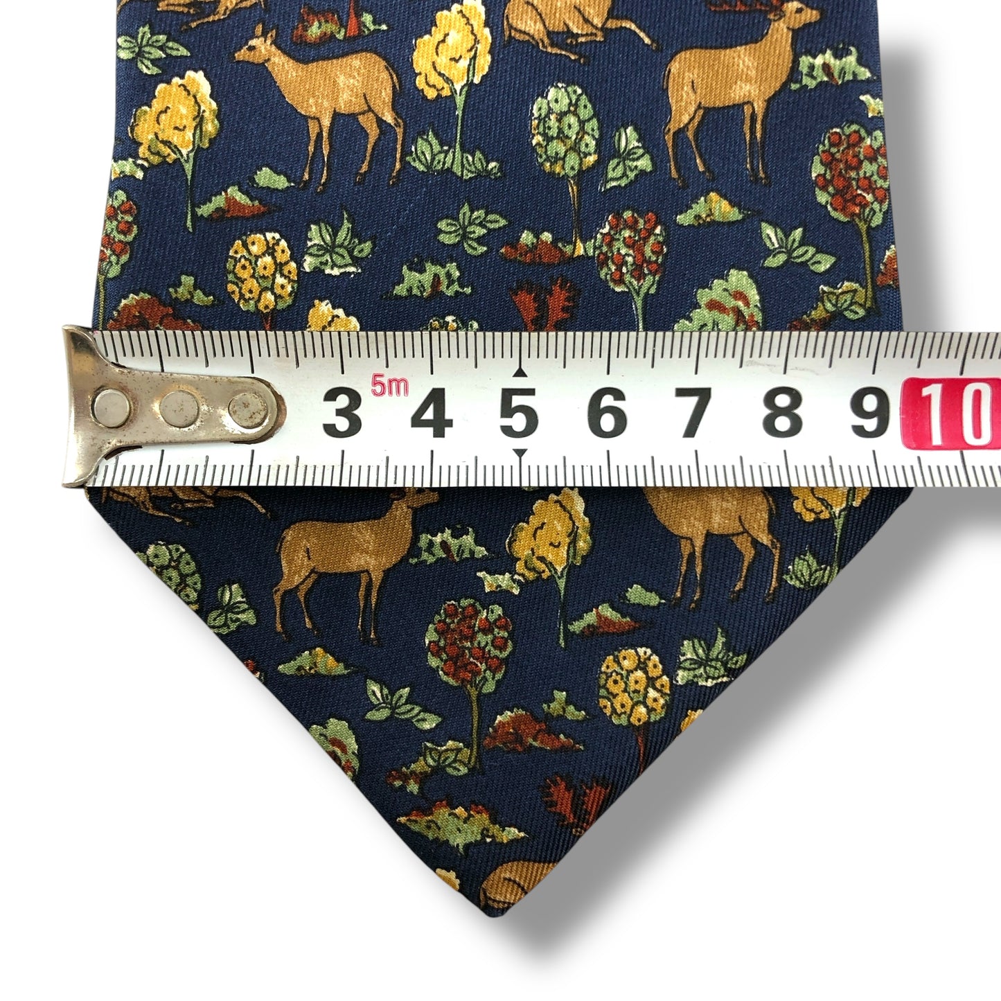 【7110】良品！ダンヒル　ネクタイ　ネイビー系　鹿柄