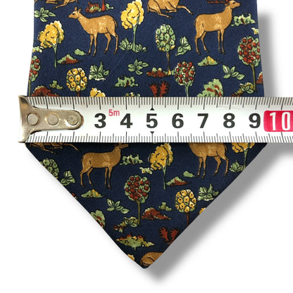 【7110】良品！ダンヒル　ネクタイ　ネイビー系　鹿柄