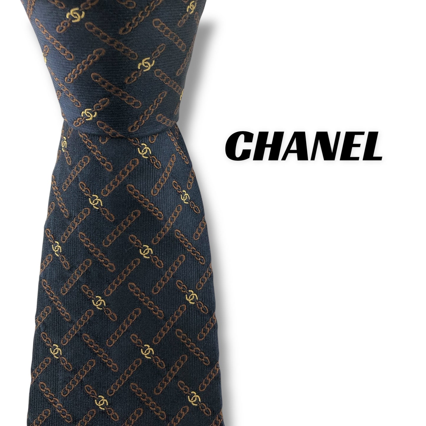 【7111】良品！シャネル　ネクタイ　ネイビー系