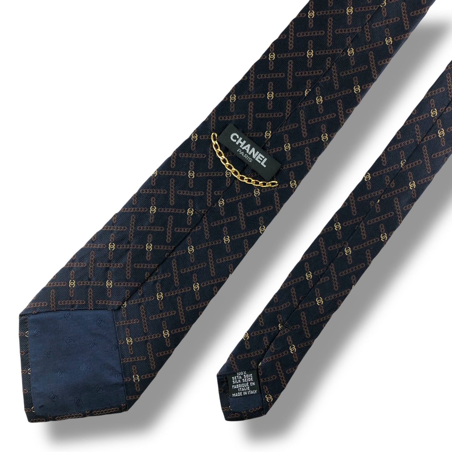 【7111】良品！シャネル　ネクタイ　ネイビー系