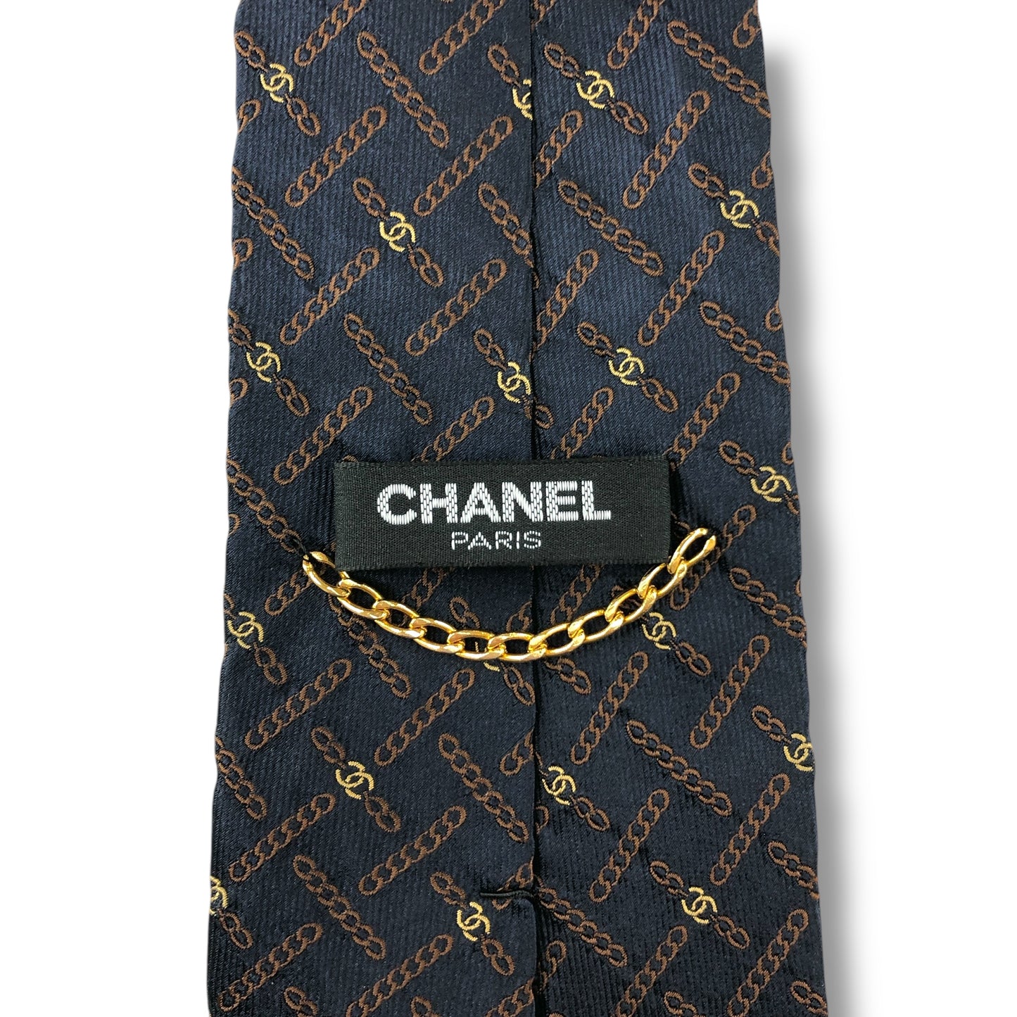 【7111】良品！シャネル　ネクタイ　ネイビー系