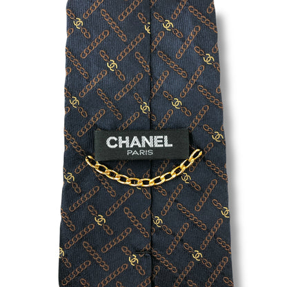 【7111】良品！シャネル　ネクタイ　ネイビー系