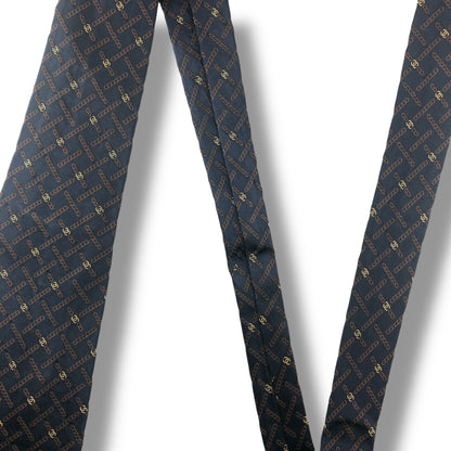 【7111】良品！シャネル　ネクタイ　ネイビー系