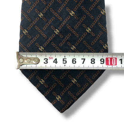 【7111】良品！シャネル　ネクタイ　ネイビー系