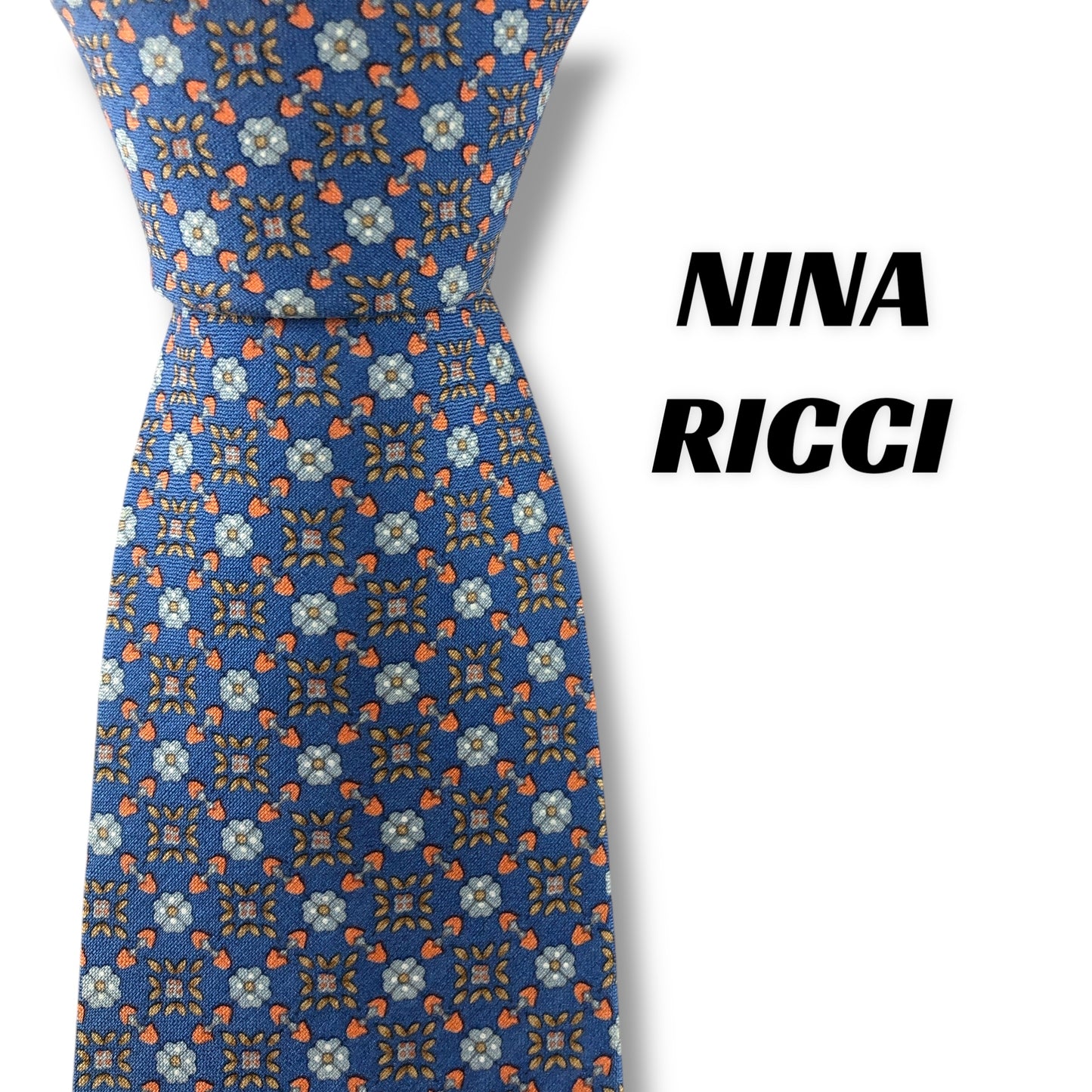 【7115】美品！ニナリッチ　ネクタイ　水色系　花柄