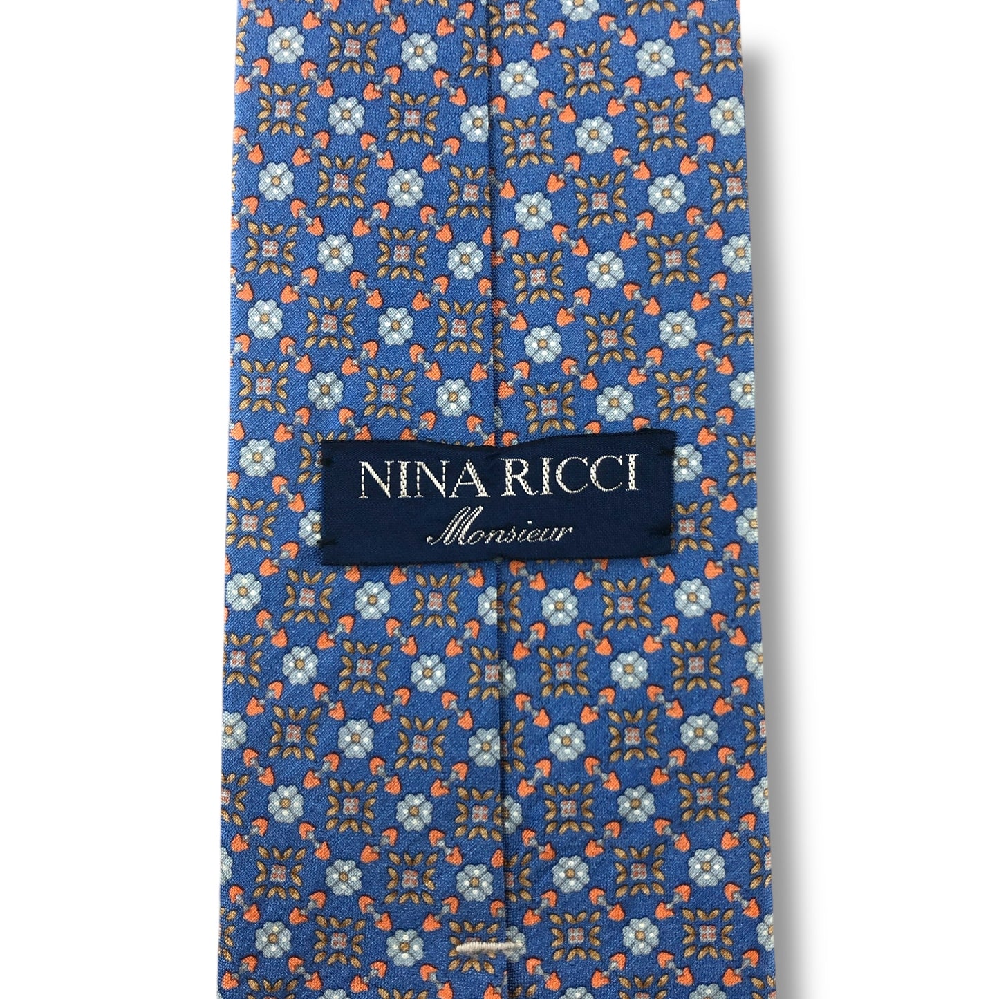 【7115】美品！ニナリッチ　ネクタイ　水色系　花柄