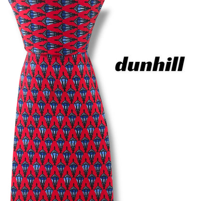 【7117】美品！ダンヒル　ネクタイ　レッド系　ライト柄