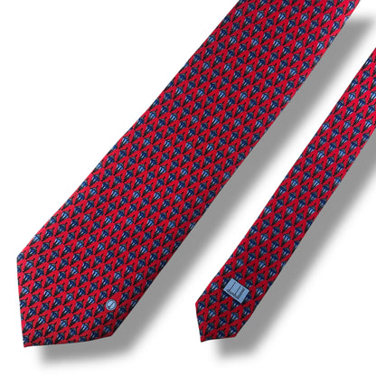 【7117】美品！ダンヒル　ネクタイ　レッド系　ライト柄