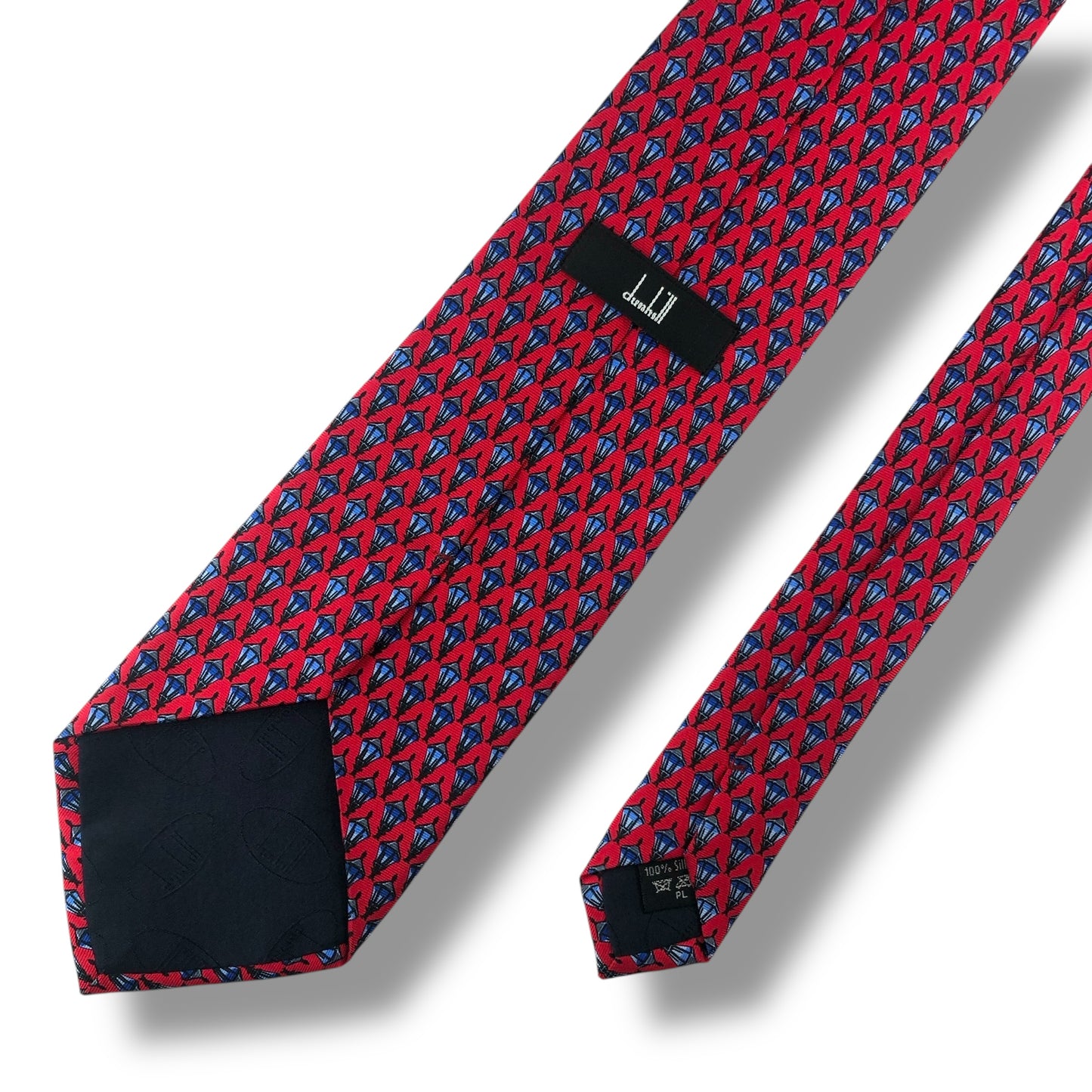 【7117】美品！ダンヒル　ネクタイ　レッド系　ライト柄