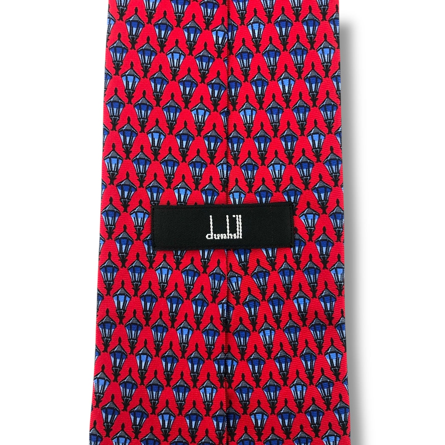 【7117】美品！ダンヒル　ネクタイ　レッド系　ライト柄