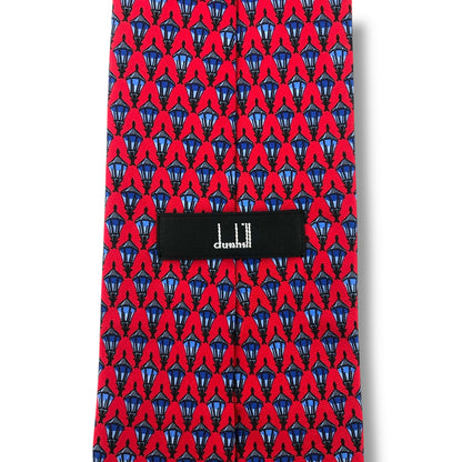 【7117】美品！ダンヒル　ネクタイ　レッド系　ライト柄