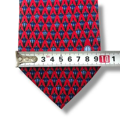 【7117】美品！ダンヒル　ネクタイ　レッド系　ライト柄