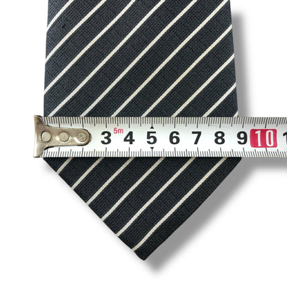 【7119】良品！アルマーニ　ネクタイ　ブラック系　ストライプ柄
