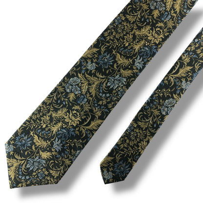 【7122】美品！イヴサンローラン　ネクタイ　水色グレー系　花柄