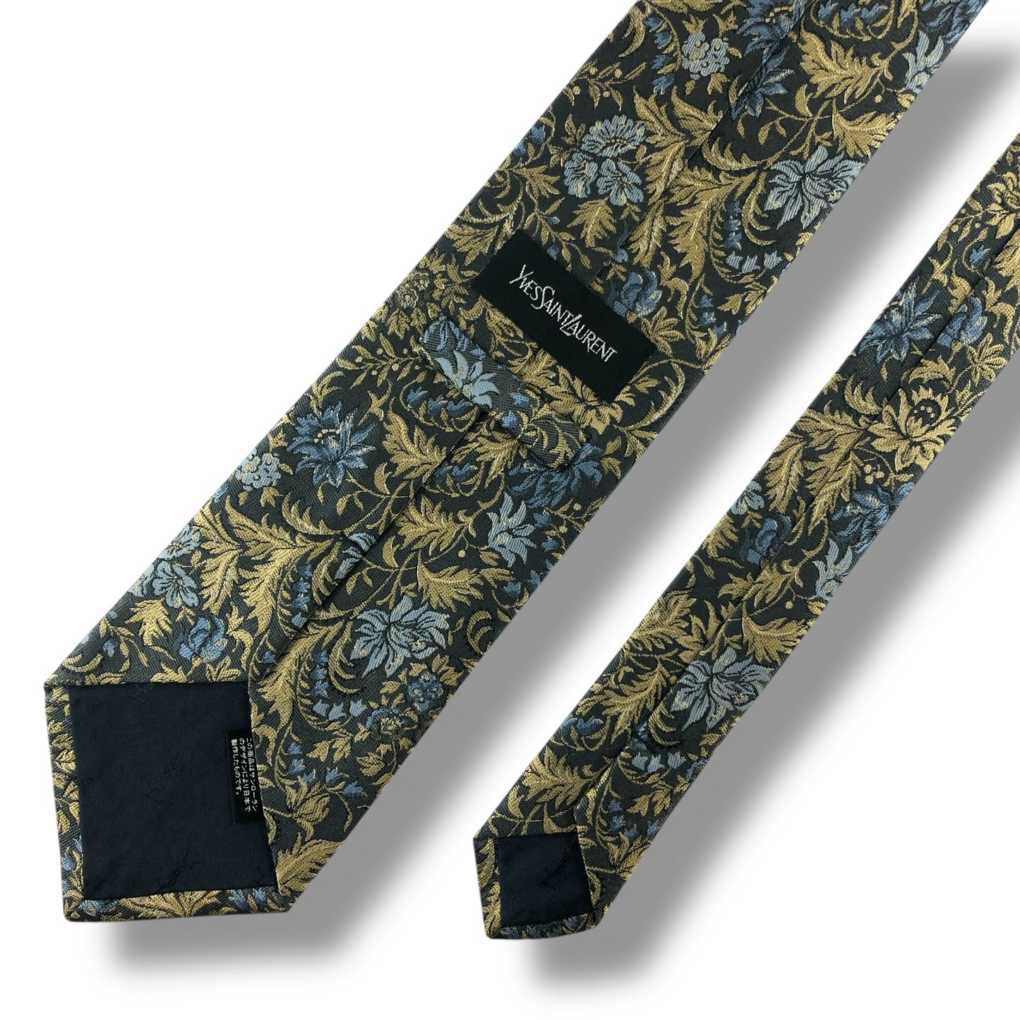 【7122】美品！イヴサンローラン　ネクタイ　水色グレー系　花柄