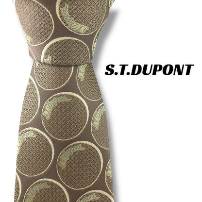 【7123】良品！エステーデュポン　ネクタイ　ベージュ系