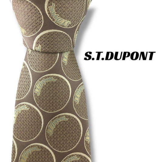 【7123】良品！エステーデュポン　ネクタイ　ベージュ系