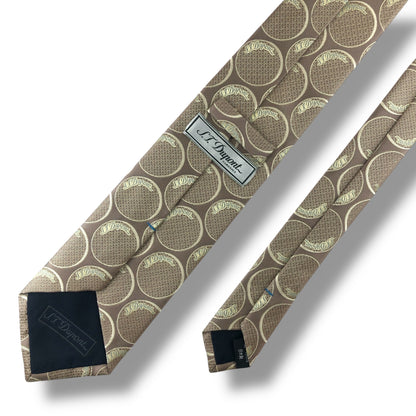 【7123】良品！エステーデュポン　ネクタイ　ベージュ系