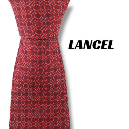 【7124】美品！ランセル　ネクタイ　レッド系