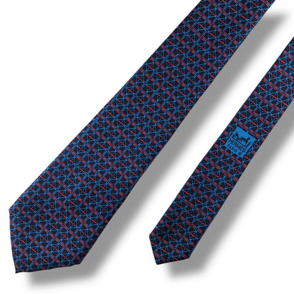 【7125】美品！エルメス　ネクタイ　ネイビー系