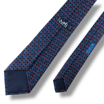 【7125】美品！エルメス　ネクタイ　ネイビー系