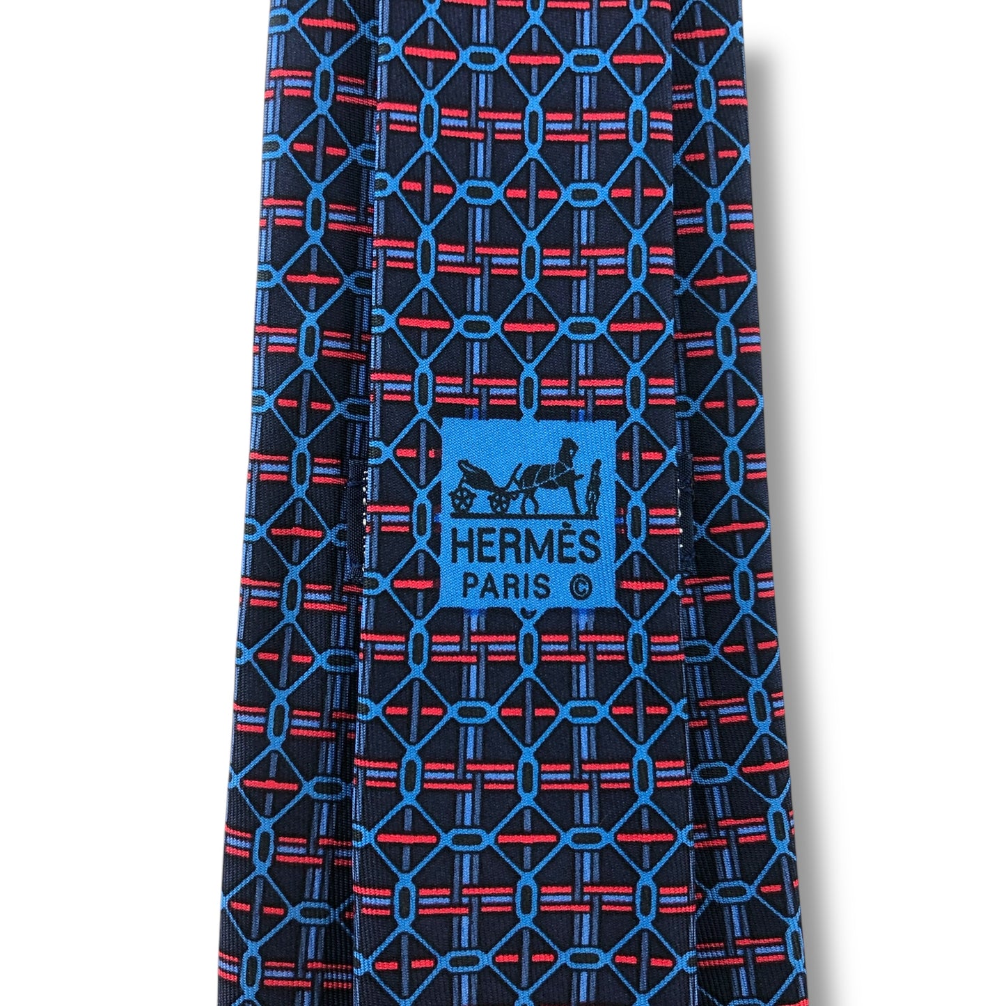 【7125】美品！エルメス　ネクタイ　ネイビー系