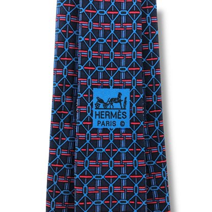 【7125】美品！エルメス　ネクタイ　ネイビー系