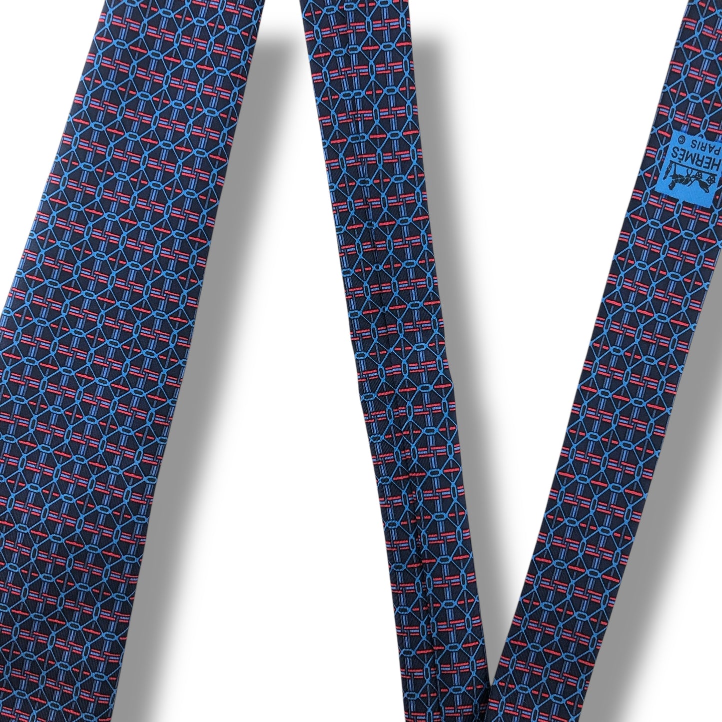 【7125】美品！エルメス　ネクタイ　ネイビー系