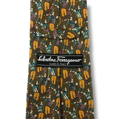 【7127】美品！サルヴァトーレフェラガモ　ネクタイ　ブラウン系　ゴルフ柄