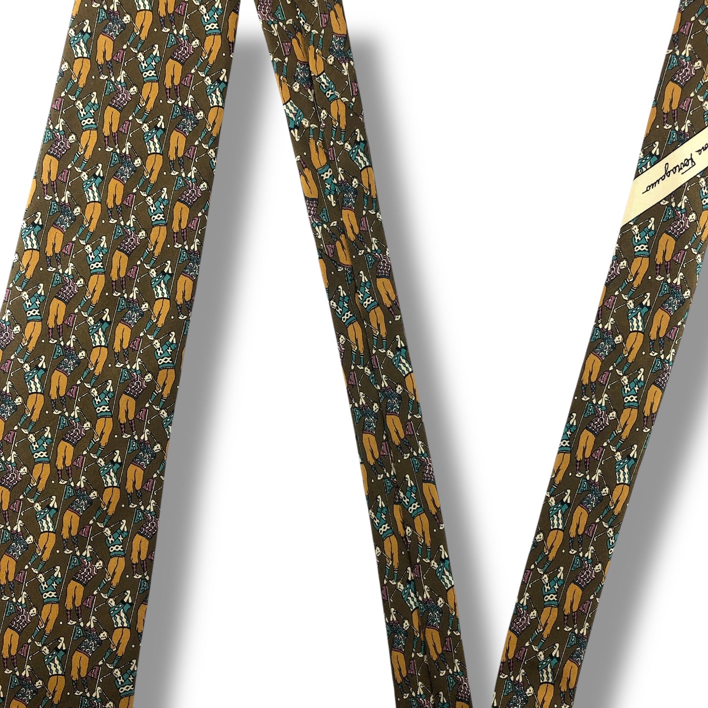 【7127】美品！サルヴァトーレフェラガモ　ネクタイ　ブラウン系　ゴルフ柄