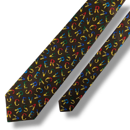 【7130】美品！ヴェルサーチ　ネクタイ　ブラウン系　ロゴ柄