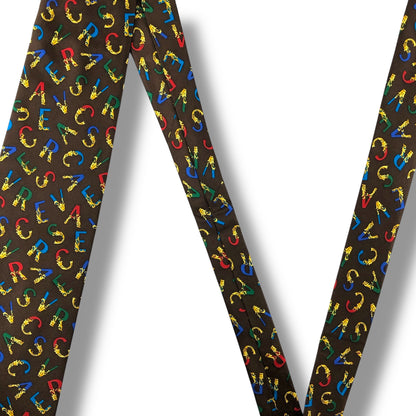 【7130】美品！ヴェルサーチ　ネクタイ　ブラウン系　ロゴ柄