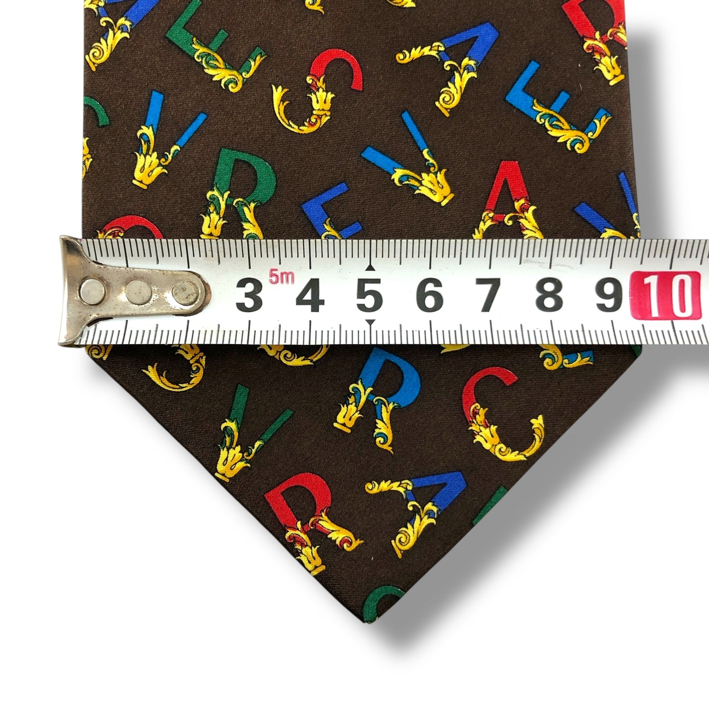 【7130】美品！ヴェルサーチ　ネクタイ　ブラウン系　ロゴ柄