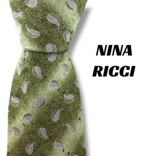 【7132】良品！ニナリッチ　ネクタイ　黄緑系