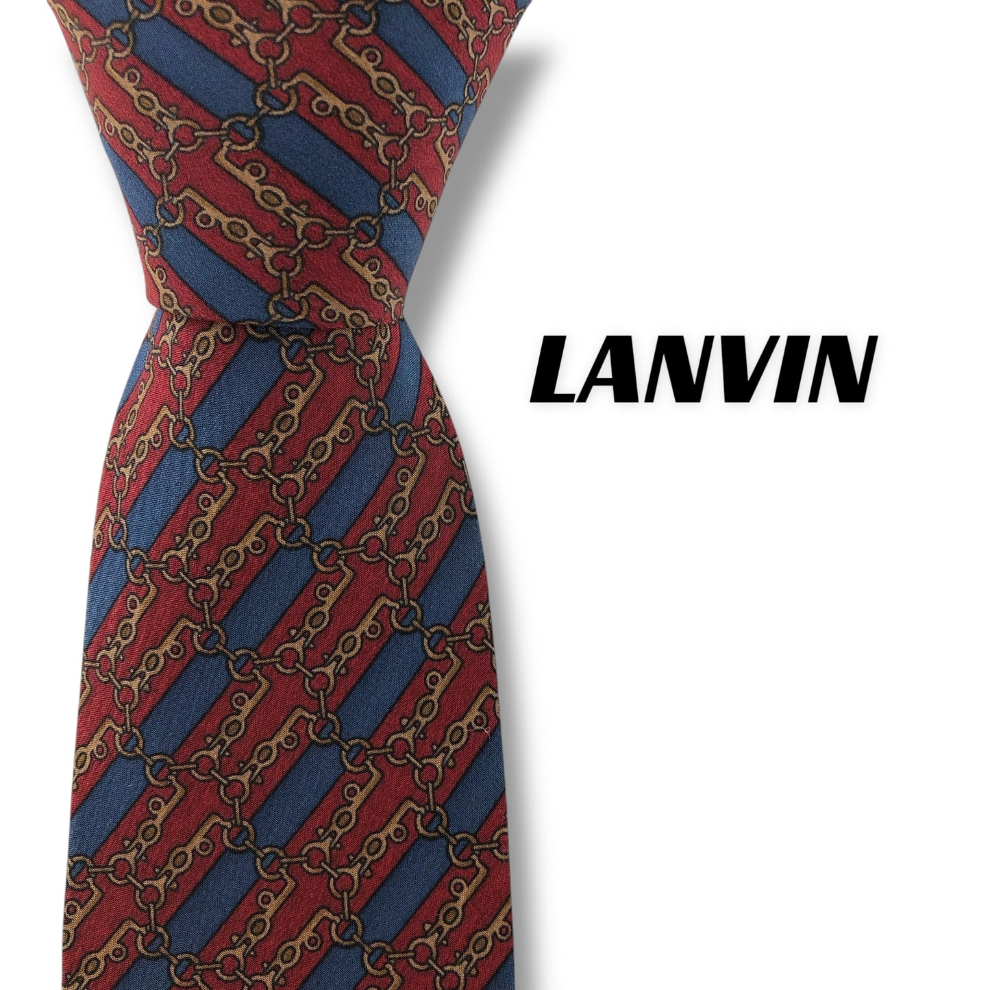 【7137】 良品！ランバン　ネクタイ　レッド系