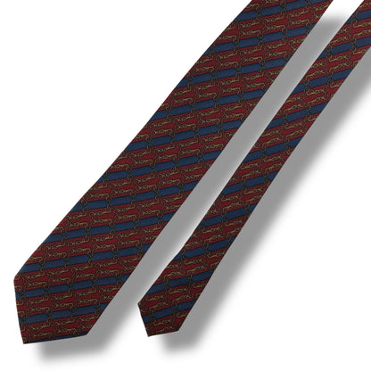 【7137】 良品！ランバン　ネクタイ　レッド系